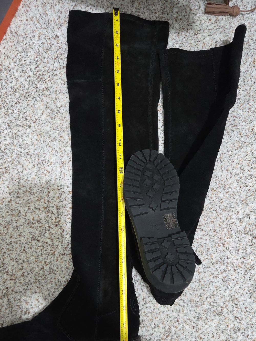 Tory Burch Black Suede Over-the-Knee Lug Sole Boots